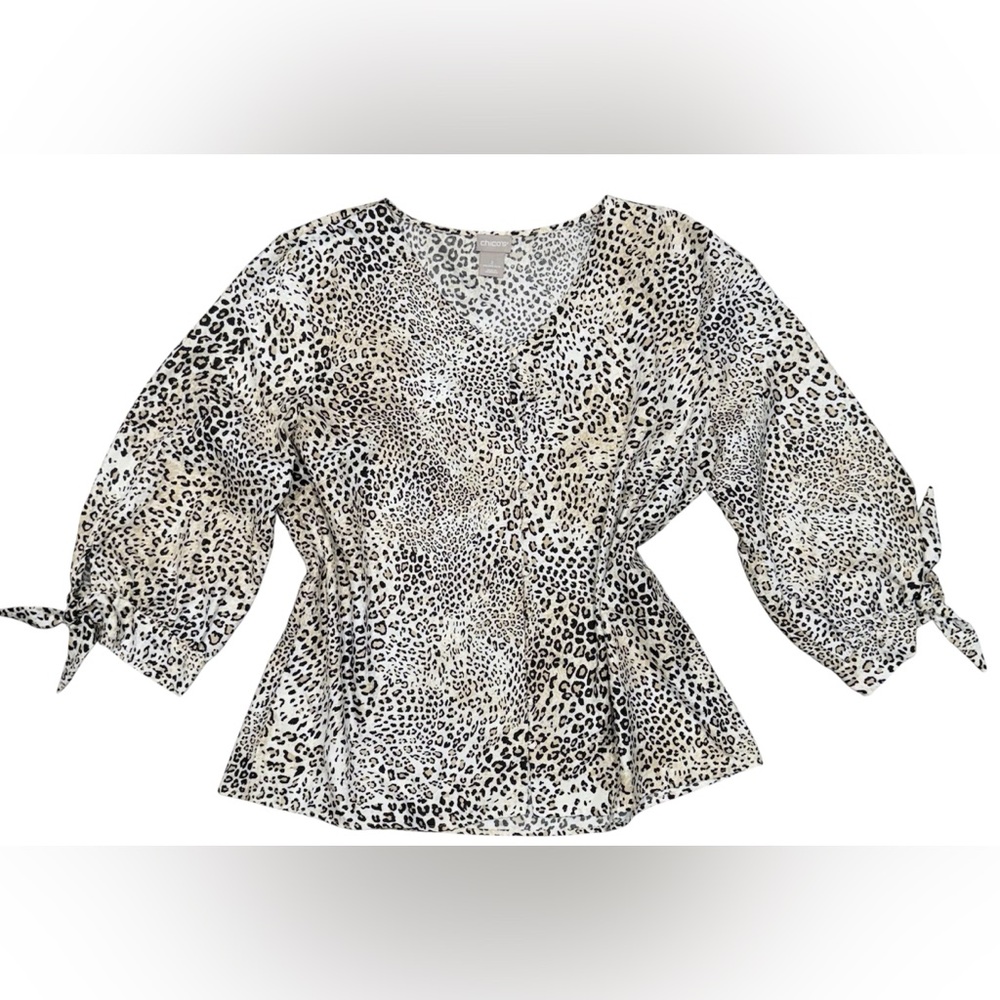 Chico’s Animal Print Top Size 2 - Picture 3 of 5
